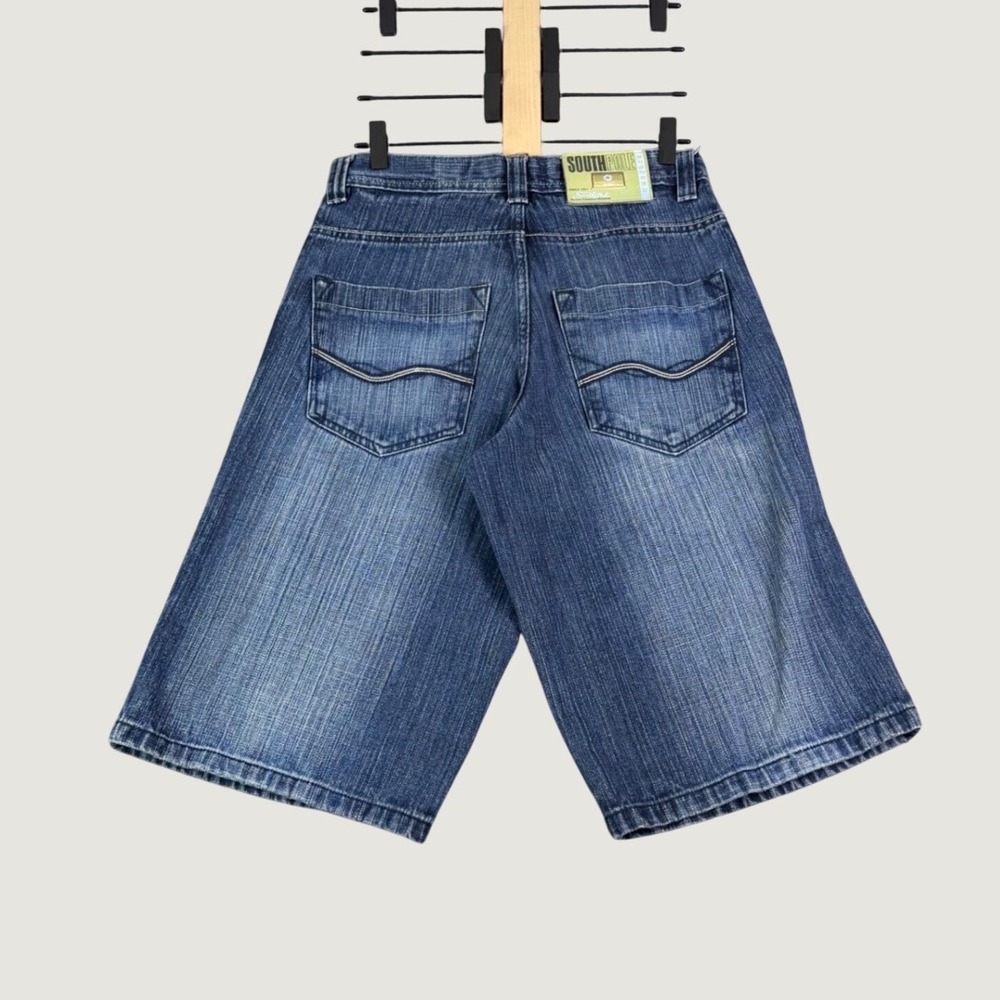 Southpole Mens Baggy Denim Shorts Blue Faded Y2K Streetwear Jorts Size 30